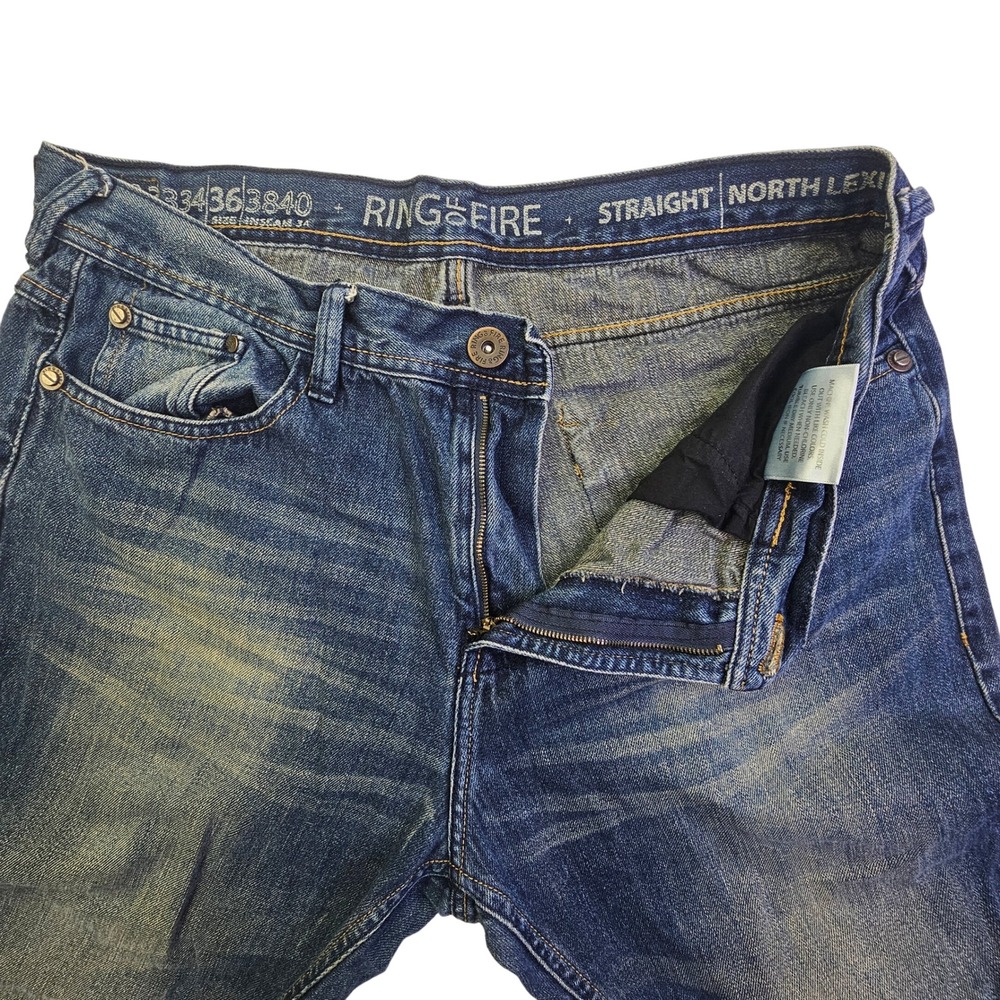 Ring of Fire Jeans Mens 32x28 Blue Wash Denim Straight Leg Straight North - Picture 13 of 16